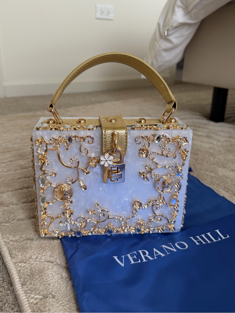 Verano Hill Gold Acrylic Box Handbag